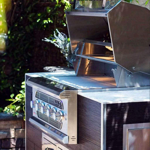 Image of American Muscle Grill by Summerset 36" 5-Burner Freestanding Dual Fuel Wood / Charcoal / Gas Grill AMG36-NG + CART-AMG36