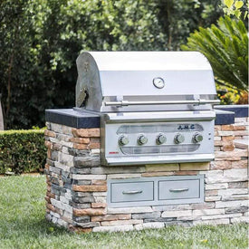 American Muscle Grill by Summerset 36" 5-Burner Freestanding Dual Fuel Wood / Charcoal / Gas Grill AMG36-NG + CART-AMG36
