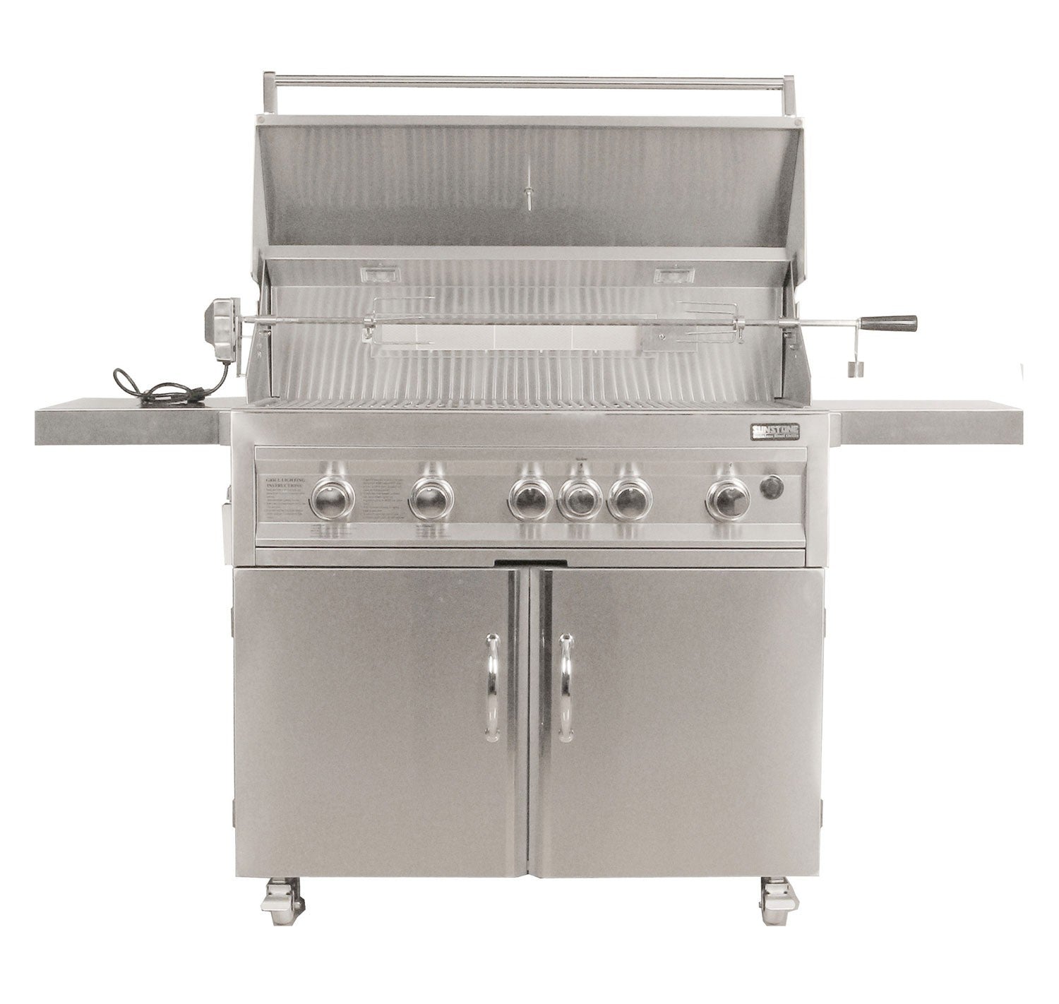 Sunstone Ruby 42-Inch 5 Burner Pro-Sear Freestanding Gas Grill With Rotisserie And Cart - Ruby5BIR/Cart
