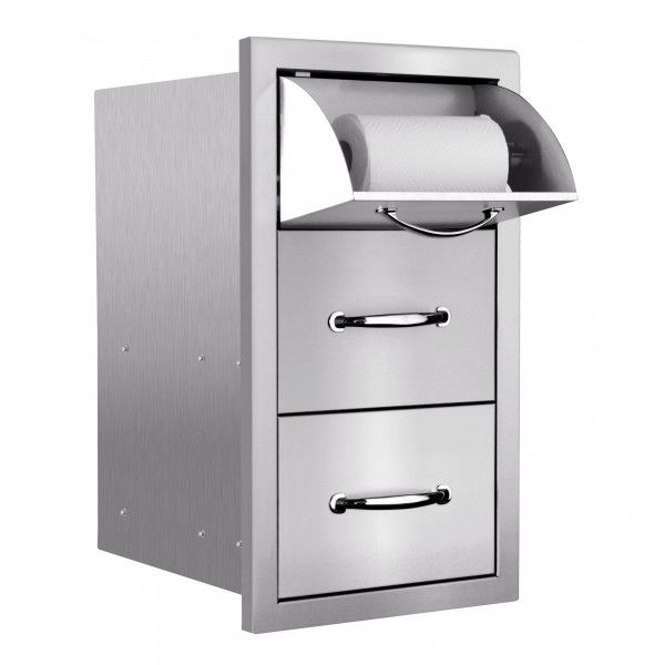 Combo, 17" Stainless Steel - Vertical 2-Drawer & Paper Towel Holder SSTDC-17